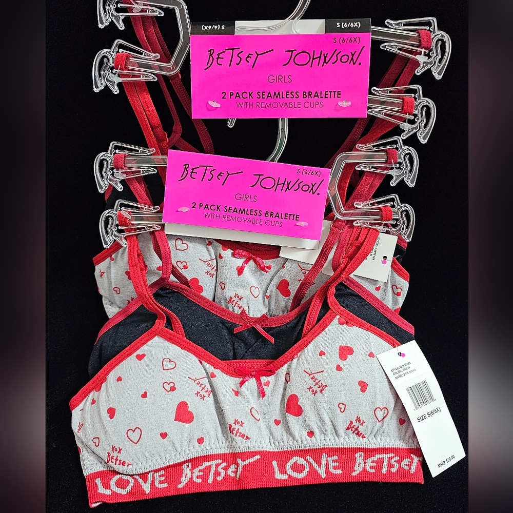 4 NWT Betsey Johnson Girl's Training Bras Size Small (6/6X)